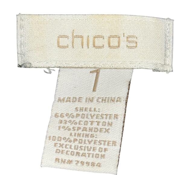 Chicos Forget Me Knot Cheetah Animal Print Blazer Jacket Ruffle Black sz 1 / M - Picture 16 of 16